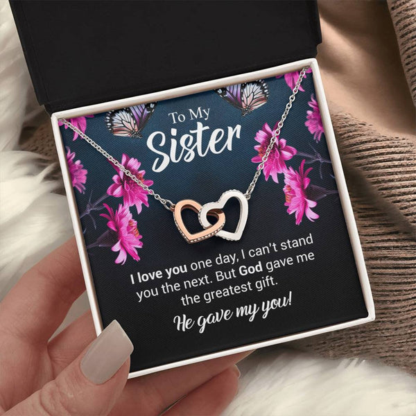 Amazing Gift For Sister 2025 - Pure Silver Interlocking Hearts Necklace Gift Set