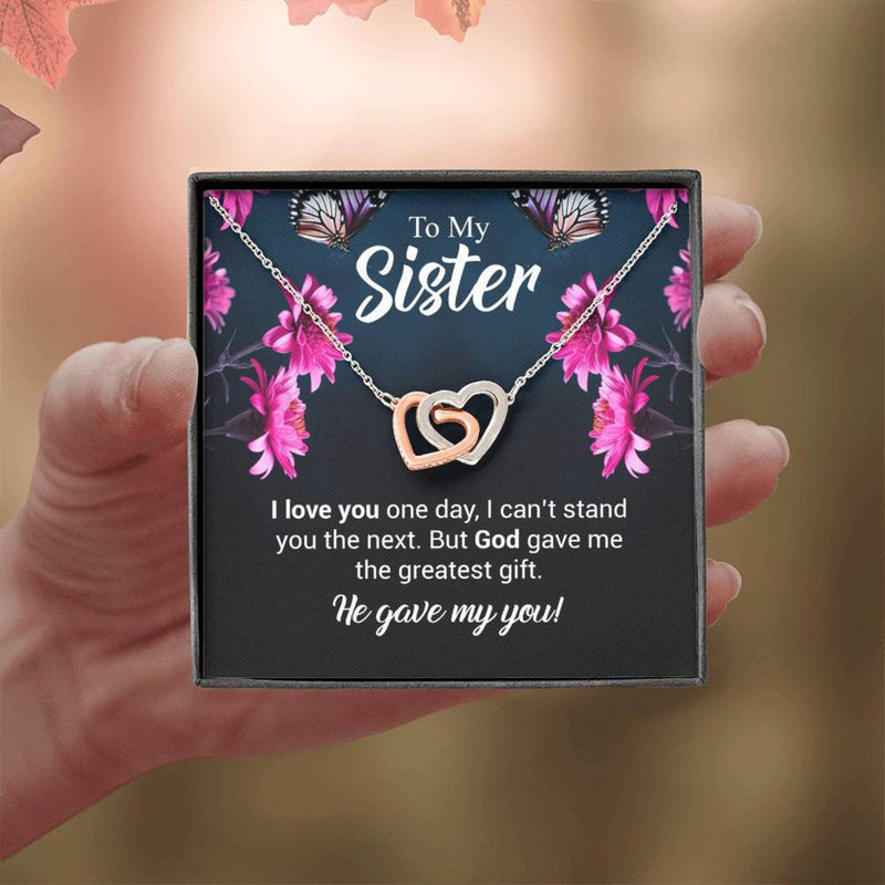 Amazing Gift For Sister 2025 - Pure Silver Interlocking Hearts Necklace Gift Set