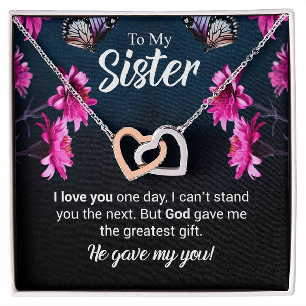 Amazing Gift For Sister 2025 - Pure Silver Interlocking Hearts Necklace Gift Set