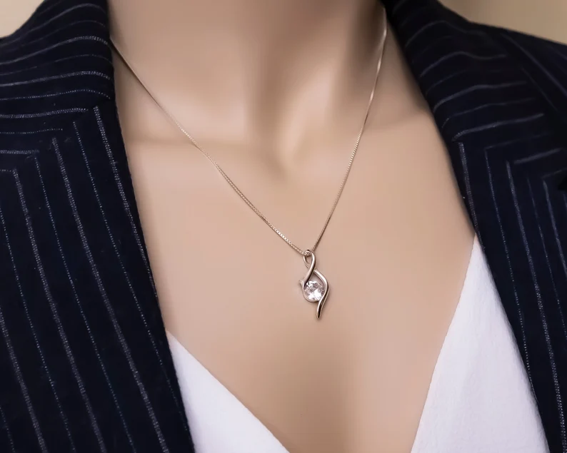 Fabunora Style Swirl Necklace - 925 Sterling Silver necklace