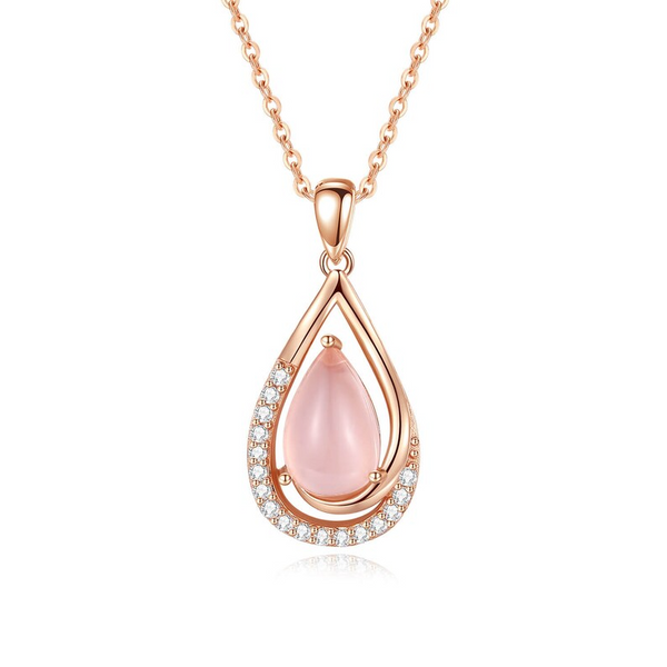 Most Unique Gift For Wife 2024 - Rose Quartz Pure Silver Necklace Gift Set