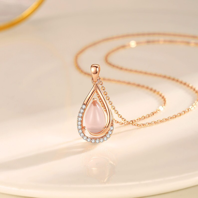 Most Unique Gift For Wife 2024 - Rose Quartz Pure Silver Necklace Gift Set