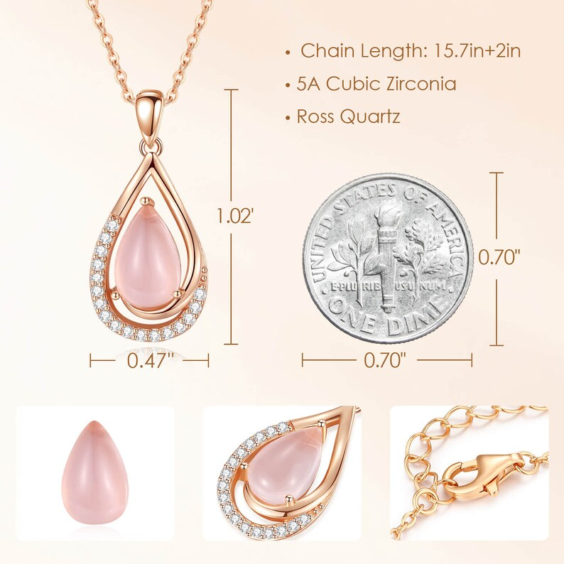 Most Unique Gift For Mom 2024 - Rose Quartz Pure Silver Necklace Gift Set