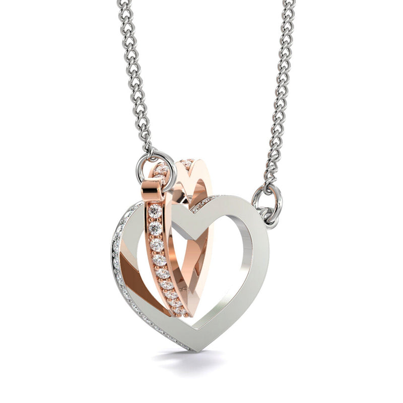 To My Girlfriend Gift From Boyfriend - Pure Silver Interlocking Hearts Necklace Gift Set