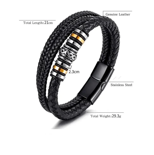 Heartfelt Gift For Male Partner - Handmade Woven Multi Layer Bracelet With Message Card