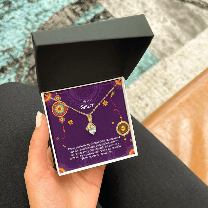 Happy Raksha Bandhan Gift For Sister - Pure Silver Necklace Gift Set