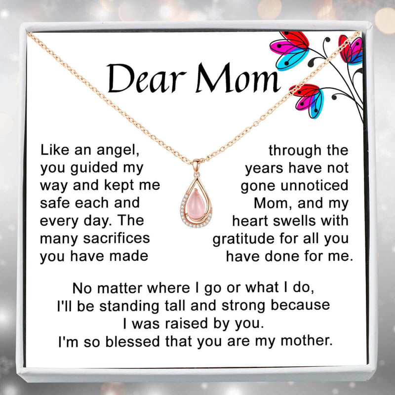 Most Unique Gift For Mom 2025 - Rose Quartz Pure Silver Necklace Gift Set