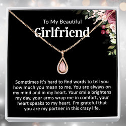 Most Unique Gift For Girlfriend 2025 - Rose Quartz Pure Silver Necklace Gift Set