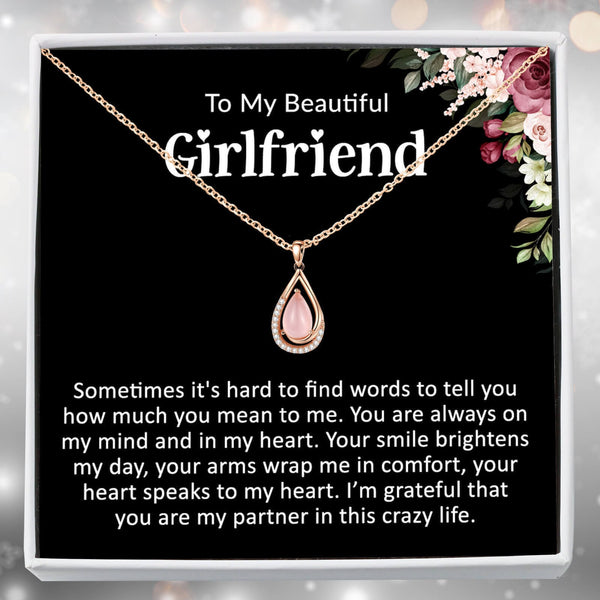 Most Unique Gift For Girlfriend 2025 - Rose Quartz Pure Silver Necklace Gift Set
