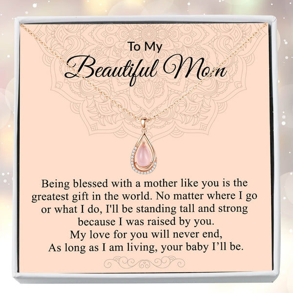 Beautiful Gift For Mother 2025 - Rose Quartz Pure Silver Necklace Gift Set