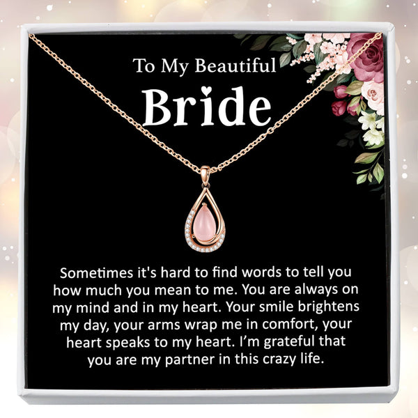 Heartfelt Gift For Bride 2025 - Rose Quartz Pure Silver Necklace Gift Set