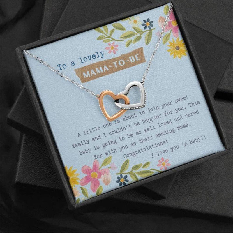 Unique Gift For Mom to be - Pure Silver Interlocking Hearts Necklace Gift Set