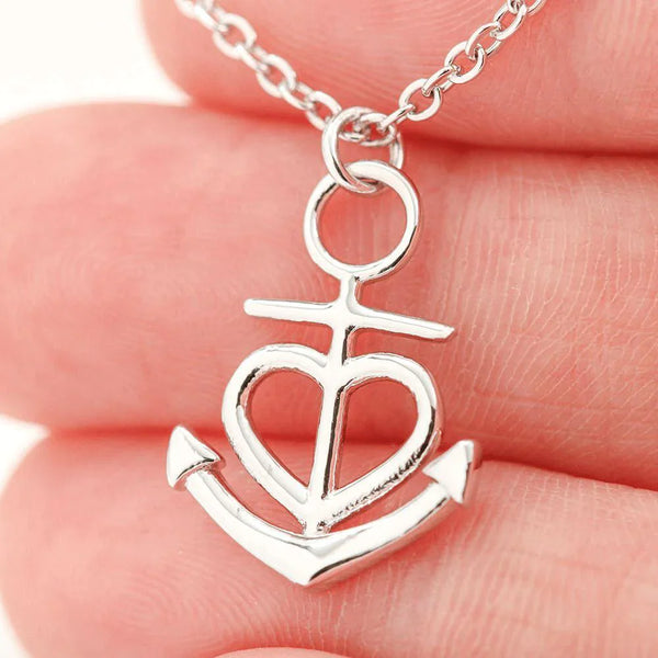 Best Friend Jewelry Gift - Anchor Heart Necklace - 925 Sterling Silver Pendant Set