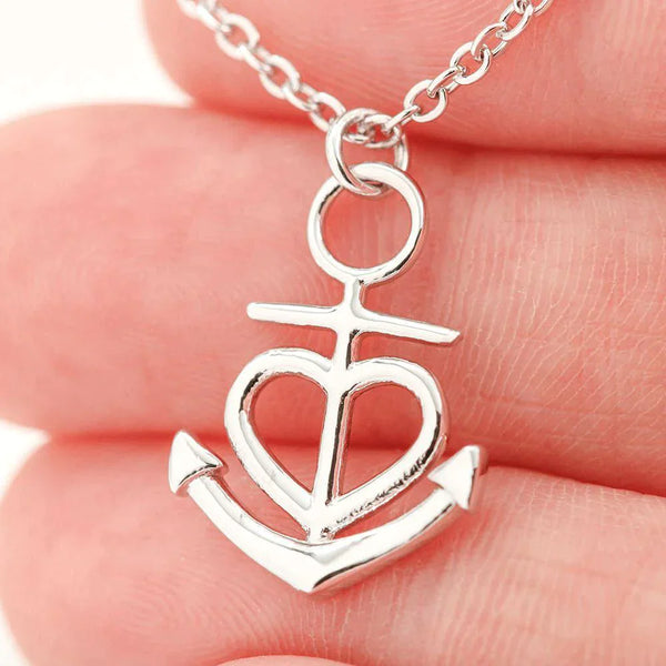 My Dearest Friend - Always Here For You - Anchor Heart Necklace - 925 Sterling Silver Pendant Set