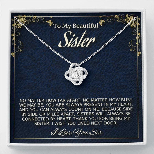 Heartfelt Gift For Sister - Pure Silver Interlocking Hearts Necklace Gift Set