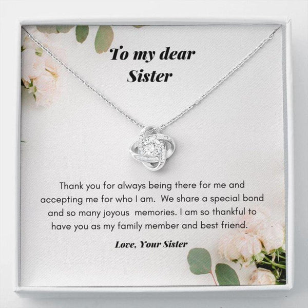 Perfect Gift For Sister - Pure Silver Interlocking Hearts Necklace Gift Set