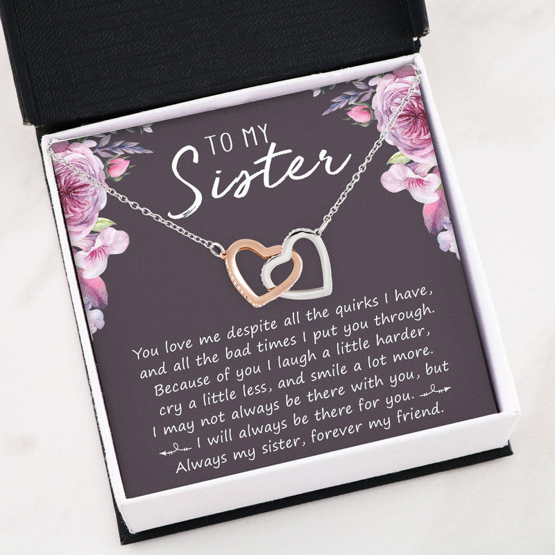 Special Gift For Sister - Pure Silver Interlocking Hearts Necklace Gift Set