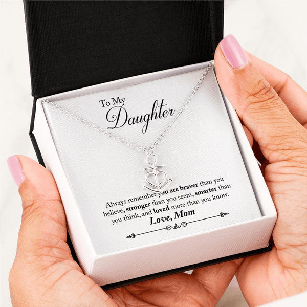 To My Daughter - I'll be the wings - Anchor Heart Necklace  - 925 Sterling Silver Pendant Set