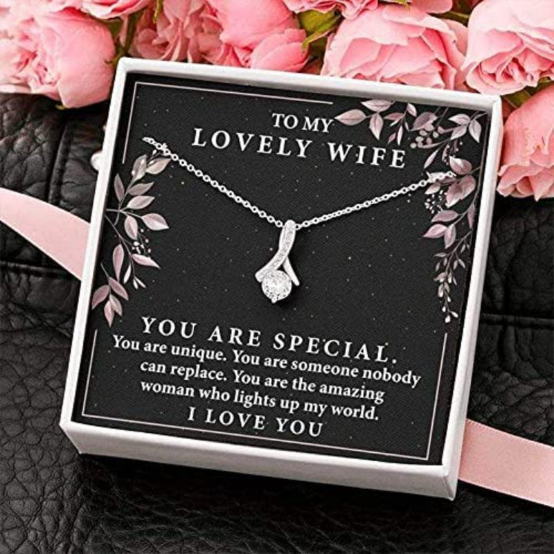 To My Wife Necklace Gift - Ribbon Necklace - 925 Sterling Silver Pendant Set