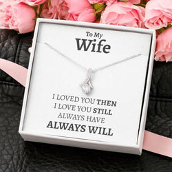Gift For Wife - Ribbon Necklace - 925 Sterling Silver Pendant Set
