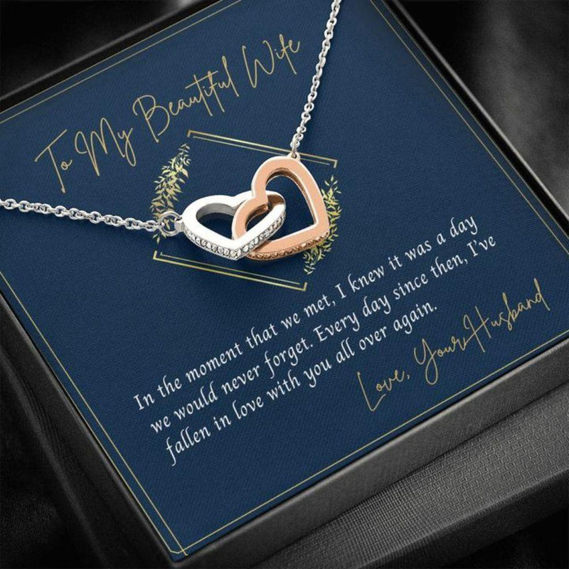 Unique Gift For Indian Wife - Pure Silver Interlocking Hearts Necklace Gift Set