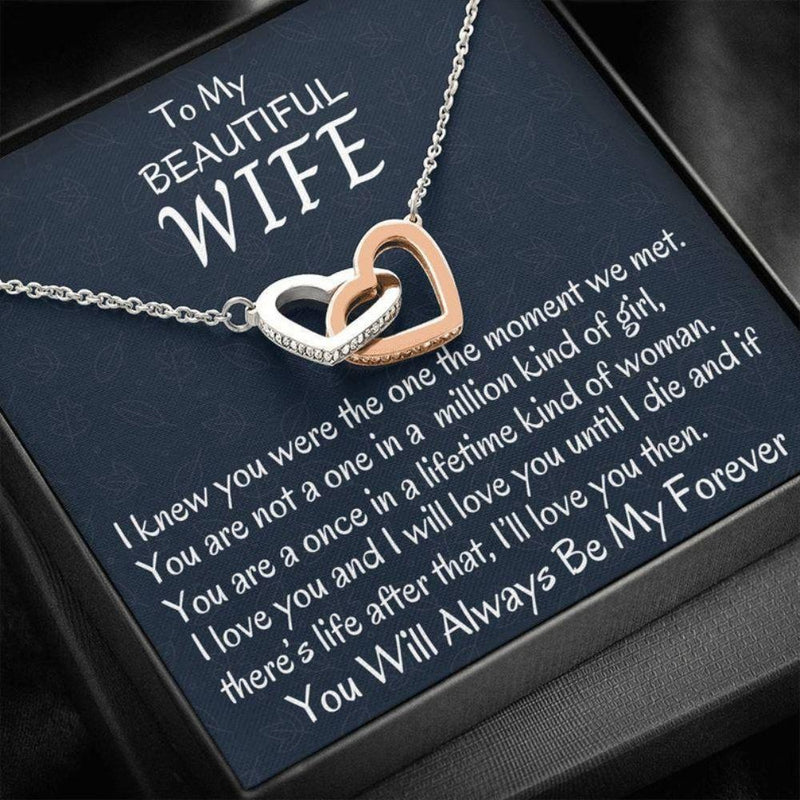 Lovely Gift For Wife - Pure Silver Interlocking Hearts Necklace Gift Set