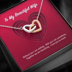 Unique Gift For Wife From Husband - Pure Silver Interlocking Hearts Necklace Gift Set