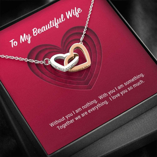 Unique Gift For Wife From Husband - Pure Silver Interlocking Hearts Necklace Gift Set