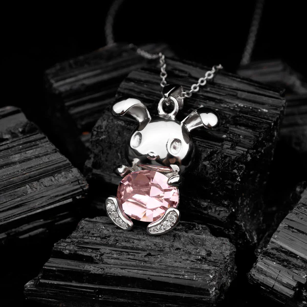 Swarovski Crystal Bunny/Rabbit Necklace Pure Silver Pendant Set