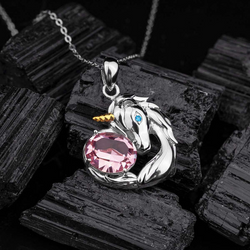Swarovski Crystal Unicorn Necklace - Pure Silver Pendant Set