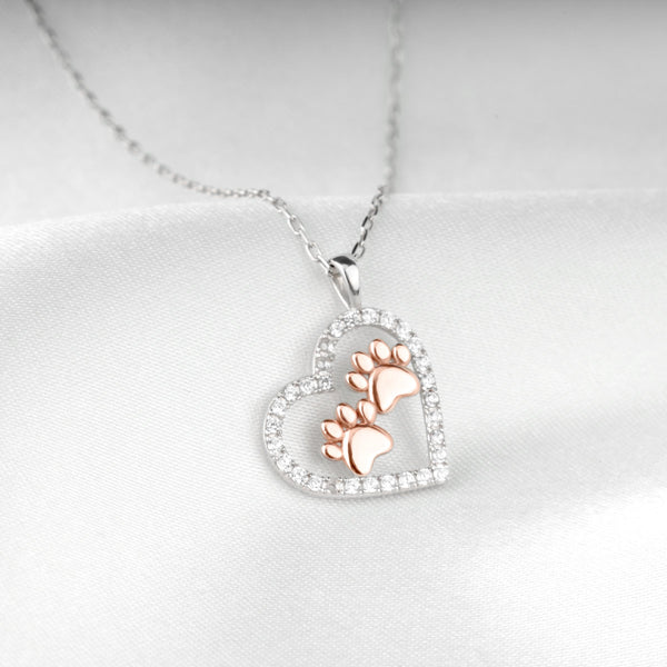 Pet Paw Necklace Pure Silver Pendant Set - Main Image