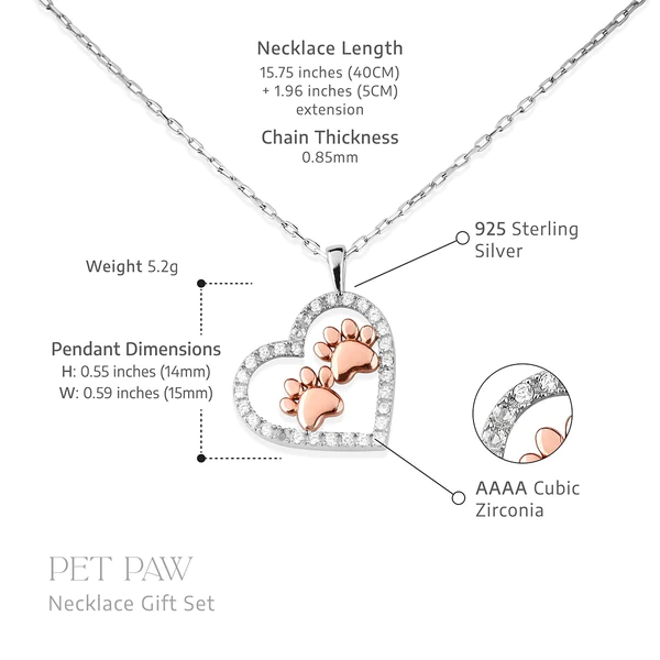 Perfect Gift for Dog Mom - Pet Paw Pure Silver Necklace Gift Set