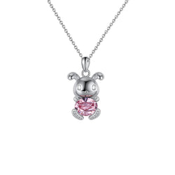Swarovski Crystal Bunny/Rabbit Necklace - Pure Silver Pendant Set
