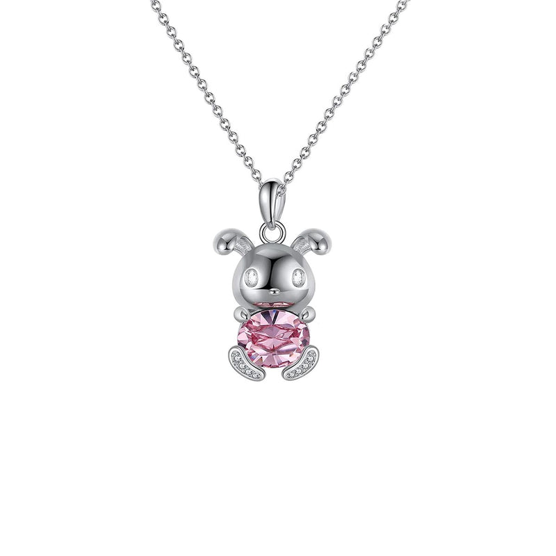 Swarovski Crystal Bunny/Rabbit Necklace - Pure Silver Pendant Set