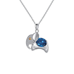 Swarovski Crystal Elephant Necklace - Pure Silver Pendant Set