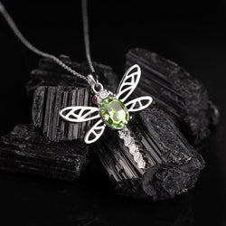 Swarovski Crystal Dragonfly Necklace - Pure Silver Pendant Set