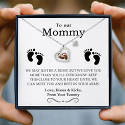 Perfect Gift For Twins Pregnancy - Baby Feet Heart Pure Silver Necklace Gift Set