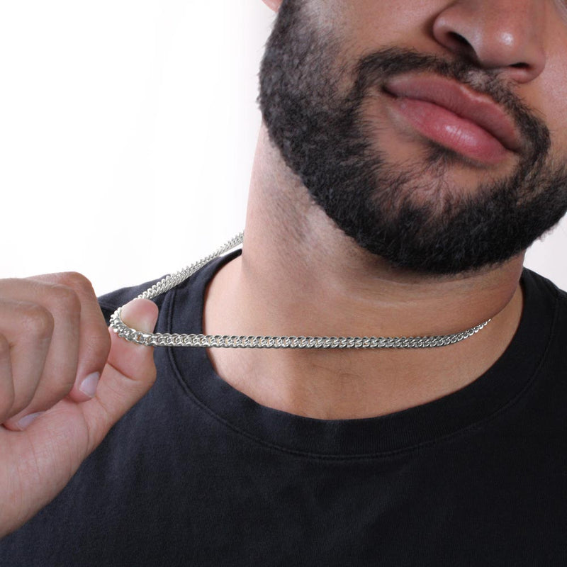 Cuban Pure Silver Chain For Men - 20 Inches