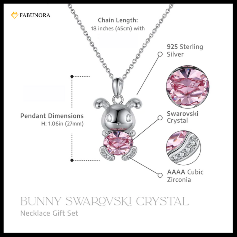 Swarovski Crystal Bunny/Rabbit Necklace - Pure Silver Pendant Set