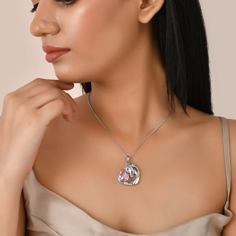 Swarovski Crystal Unicorn Necklace - Pure Silver Pendant Set