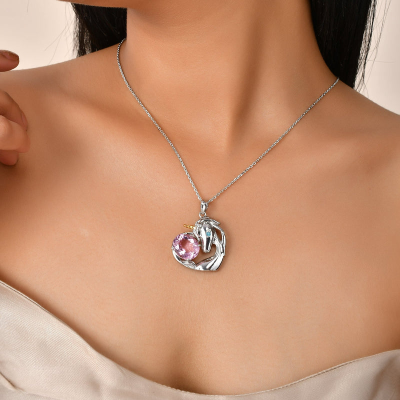 Swarovski Crystal Unicorn Necklace - Pure Silver Pendant Set