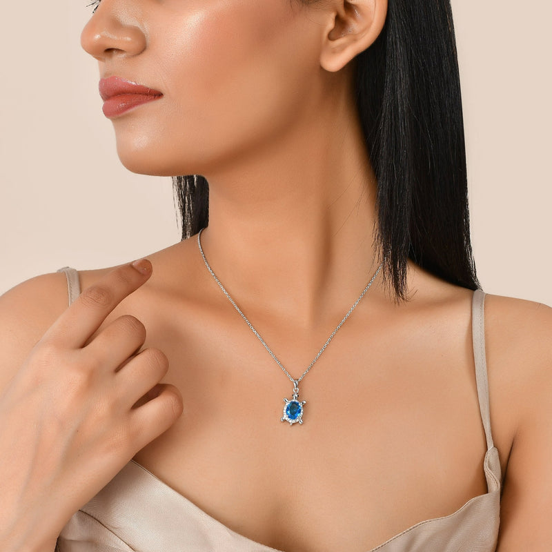 Swarovski Crystal Turtle Necklace Pure Silver Pendant Set – Fabunora