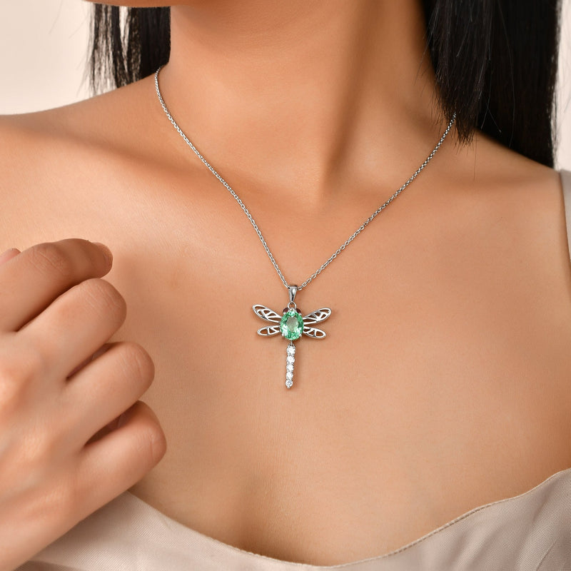 Swarovski Crystal Dragonfly Necklace - Pure Silver Pendant Set