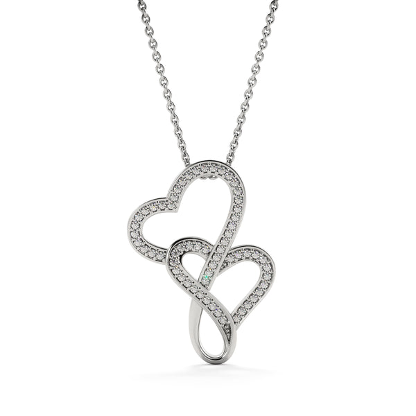 FABUNORA -  Double Heart Style - 925 Sterling silver Pendant Gift set.