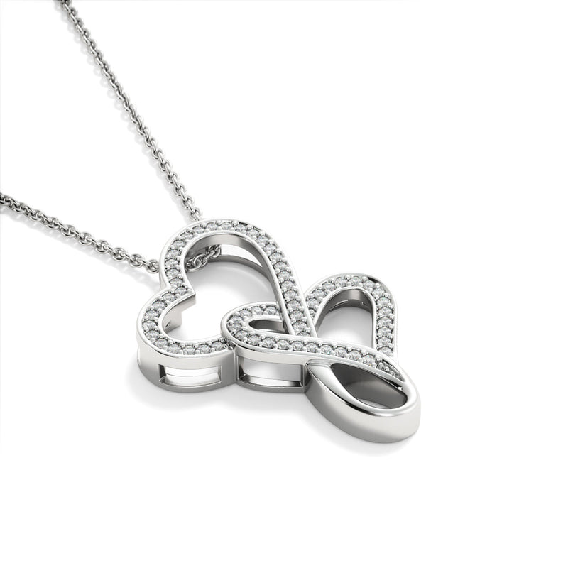 FABUNORA -  Double Heart Style - 925 Sterling silver Pendant Gift set.
