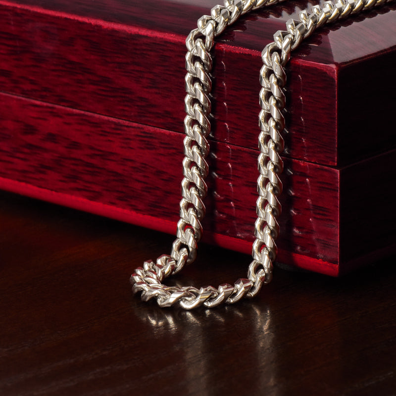 Cuban Pure Silver Chain For Men - 20 Inches