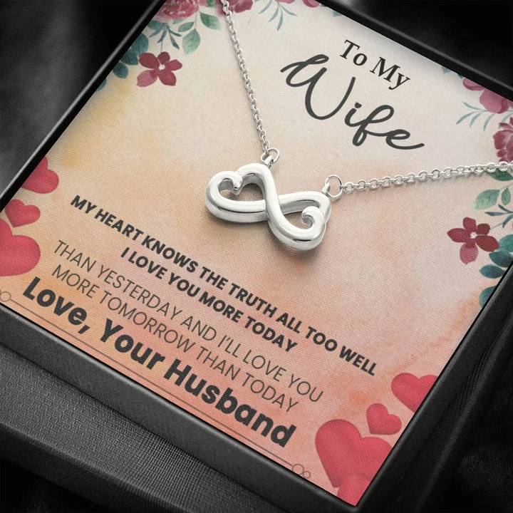 To My Wife, My Day Starts Love Knot Necklace | To Wife – Marvel Hairs