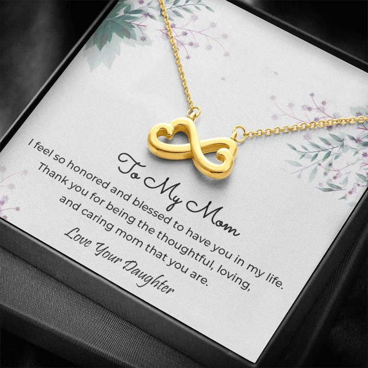 mother daughter gift, mother daughter heart infinity necklace set