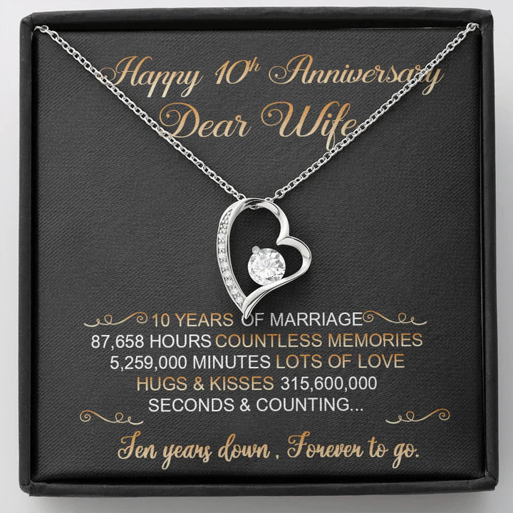 thumbnail image 2 of To My Wife Heart Pendant Necklace - Silver Plated With Zircon - Anniversary Gift 2 of 6