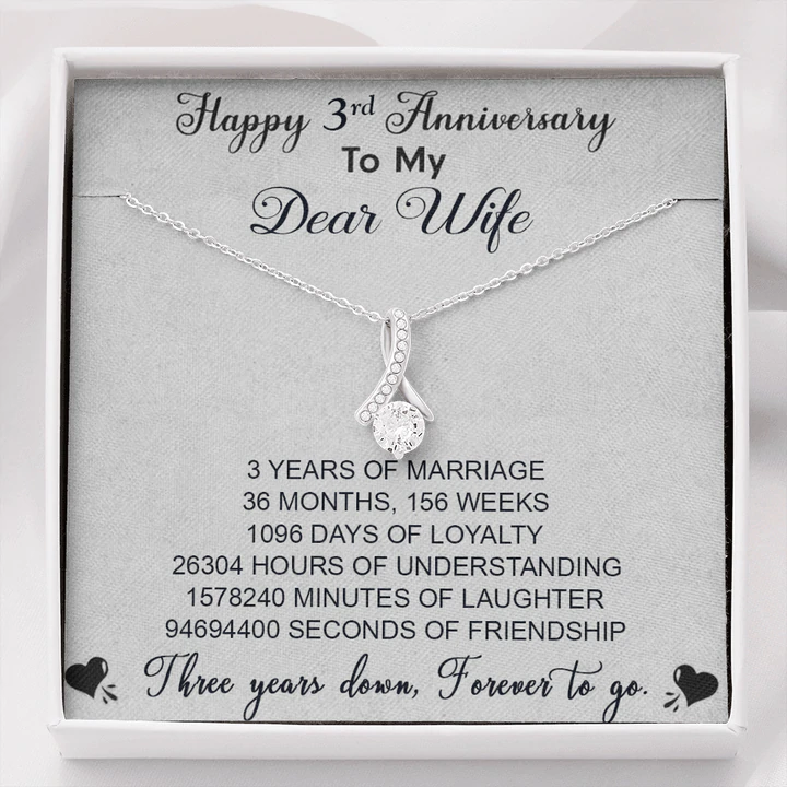 Wife Necklace, Happy 3Rd Wedding Anniversary Wife Love Knot Gift, Three  Year Anniversary Necklace Gift For Her Anniversary